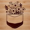 Intricate Flower Design SVG File A detailed illustration of a flower pocket, featuring intricate designs suitable for cutting machines or vector graphics.
