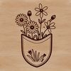 SVG Flower Pouch Illustration A simple illustration of a flower-shaped pocket with delicate petals.