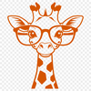 Whimsical Safari Companion SVG An adorable cartoon giraffe with spectacles, ideal as a clip art element for use in digital templates and Cricut designs.