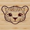 Majestic Spotted Cat Icon A large predatory cat with distinctive spots, set against a white background.