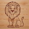 Vector Art Wild Animal Portrait A sitting lion with a regal posture, depicted in vector art style.