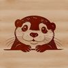 A vector illustration of a wild otter peeking out from behind a rock.