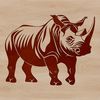 Savannah Mammal SVG A large black and white rhinoceros standing on a grassy plain in a savannah.