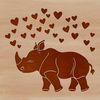 Colorful Rhino Illustration A detailed illustration of a rhino with colorful love hearts surrounding it, suitable for printing or cutting out.