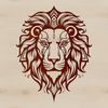 Regal Lion Portrait in Ornate Design An ornate illustration of a lion's head, showcasing the majestic animal's distinctive features.