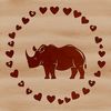 A stylized illustration of a rhino with heart symbols integrated into its design, suitable for various uses.