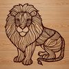 Royal Big Cat Portrait A large, majestic lion standing upright on its hind legs, with intricate details and texture.