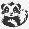 A skunk in a natural habitat, illustrated with clean lines and simple shapes, suitable for printing or digital use.