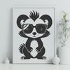 Wild Skunk with Cool Shades An illustration of a wild animal, a skunk, depicted with a pair of trendy sunglasses on its face.