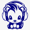 Skunk Face Illustration with Headphones A close-up illustration of a skunk's face with headphones on, showcasing its unique facial features.