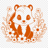 Beautiful Vector Skunk Design A vector illustration of a skunk amidst floral elements.