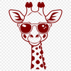 An adult giraffe in a safari setting wearing trendy sunglasses.