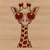 Savannah Sightings SVG A digital illustration of a giraffe wearing sunglasses in a savannah landscape.