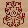 Tiger Silhouette SVG A simple line drawing of a tiger sitting on its haunches.