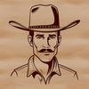 A digital illustration of a cowboy character, suitable for vector art and cutting machine designs.