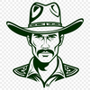 Rugged Cowboy Illustration in Various Poses A stylized vector illustration of a cowboy in various poses.