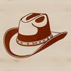 Wide Brimmed Hat Illustration A classic western-style hat with a wide brim and high crown.