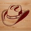Vintage Rancher's Iconic Chapeau A traditional cowboy hat with wide brim and indented crown, ideal for vector art and design projects.