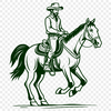 Free Vector Art of a Cowboy Riding a Horse A digital illustration of a rugged cowboy on horseback, suitable for vector art projects.