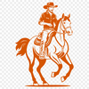 Vintage Cowboy Illustration A classic cowboy illustration with a horse, perfect for graphic design and printing.