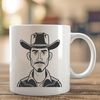 SVG Cowboy Clip Art Design A digital illustration of a rugged cowboy in a classic pose, suitable for graphic design and craft projects.