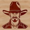 A cowboy illustration created using vector graphics software.