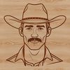 A digital illustration of a cowboy in a bold, graphic style.