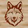 A close-up illustration of a wolf's head with a rugged texture.