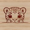 A stylized illustration of a jaguar, a large wild cat species, rendered in vector format.