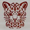 A close-up illustration of a wild animal's head, featuring an ocelot's distinctive facial features.