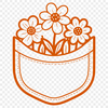 A graphic illustration of a flower pocket design, suitable for digital cutting machines like Cricut or laser cutters.