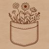 Elegant Floral Pocket Design A detailed floral design featuring a stylized flower pocket with intricate details and textures.
