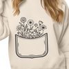 Wildflower-Themed Pocket Design A stylized illustration of a flower pocket, suitable for use in craft projects and designs.
