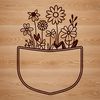 Simple Flower Pouch SVG A simple floral design featuring a single stem flower in a decorative pocket shape.