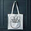 A digital vector design featuring a decorative floral pocket motif suitable for various applications.