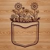 Stylized Floral Pocket Vector Art Vector floral design featuring a stylized flower pocket for various craft projects.