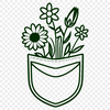 Whimsical Wildflower Pocket Art A stylized illustration of a flower-shaped pocket with intricate details and texture.