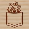 Whimsical Wildflower Pocket Clip Art A detailed digital illustration of a flower-shaped pocket with intricate details.
