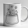Wildflower Pocket Clip Art A floral pattern featuring a stylized flower design in a pocket shape, suitable for vector graphics.