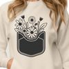 Hand-Drawn Wildflower Pouch Design A detailed, hand-drawn illustration of a flower pocket with intricate designs.
