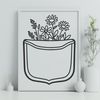 Illustrated vector floral design featuring a stylized wild flower pocket with intricate details.