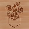 Beautiful Flower Pouch Vector Art A vector design featuring a decorative flower-shaped pocket with floral motifs.