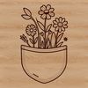 Pretty Flower Pouch Illustration A vector design illustration of a pocket with a floral pattern.