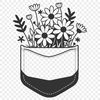 A floral design featuring a stylized flower in a pocket shape, suitable for digital cutting and crafting.