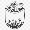 Floral Patterned SVG Pocket A vector illustration of a floral patterned pocket featuring intricate wild flower designs.
