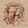 Illustrative depiction of a large elephant's head with detailed features in a vector format.