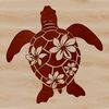 Beautiful Floral Sea Turtle Illustration A detailed illustration of a sea turtle in a floral patterned ocean environment.