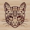 Ocelot Portrait in Vector Format A realistic illustration of a wild ocelot's head, suitable for vector art designs.