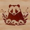 Free Vector Badger Face Graphic A detailed illustration of a badger's face, suitable for use in crafting or design projects.