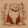 A vector illustration of a wild animal, specifically an otter, in a natural environment.